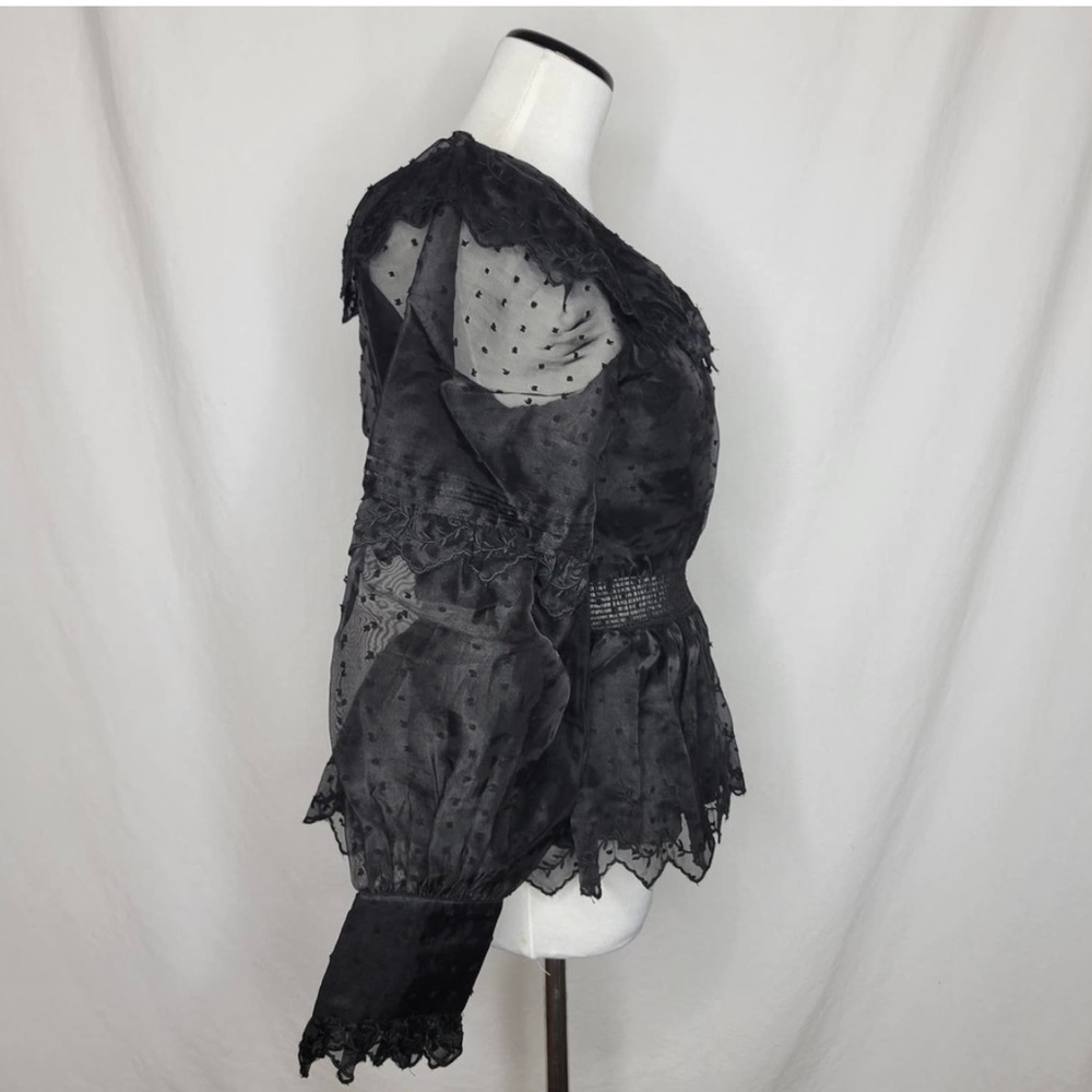 Topshop Black Dobby Shirred Waist
Blouse Top Size 6 NEW - Picture 11 of 14
